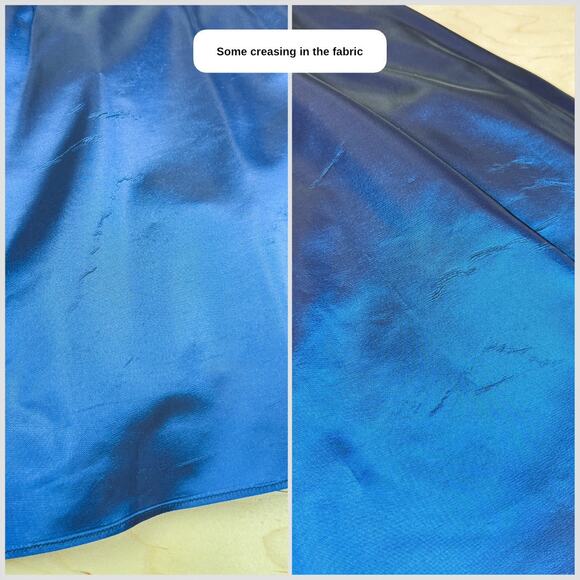 Vintage 1980s Iridescent Blue Taffeta Fit and Flare Prom Dress - Picture 5 of 8